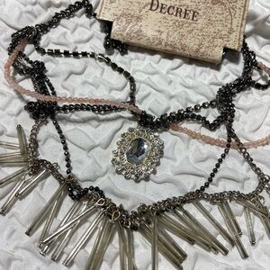Decree Multi-Layer Necklace with Crystal and Beads NWT